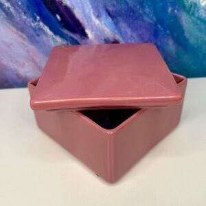 Haeger Mauve Pink Square Trinket Jewelry Box Lid 256 Hollywood Regency 90s Glam